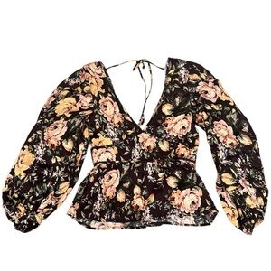 OLIVACEOUS floral top peplum NWT size Large